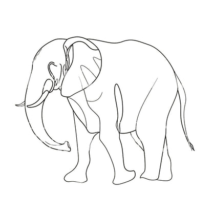 Single Line Elephant Minimalist Tattoo Design