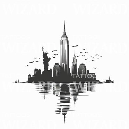 Minimalist New York Skyline Tattoo Design
