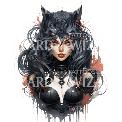 Anime Inspired Witch Tattoo Design