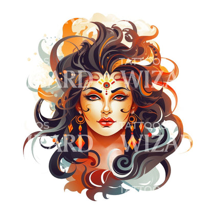 Illustrative Shiva Portrait Tattoo Design