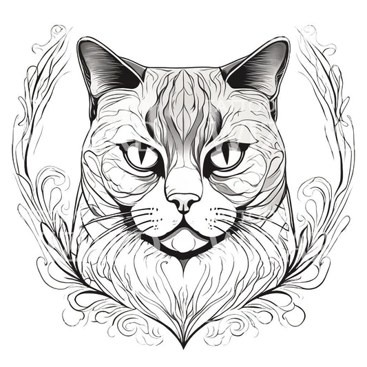 Bengal Cat Head Tattoo Design