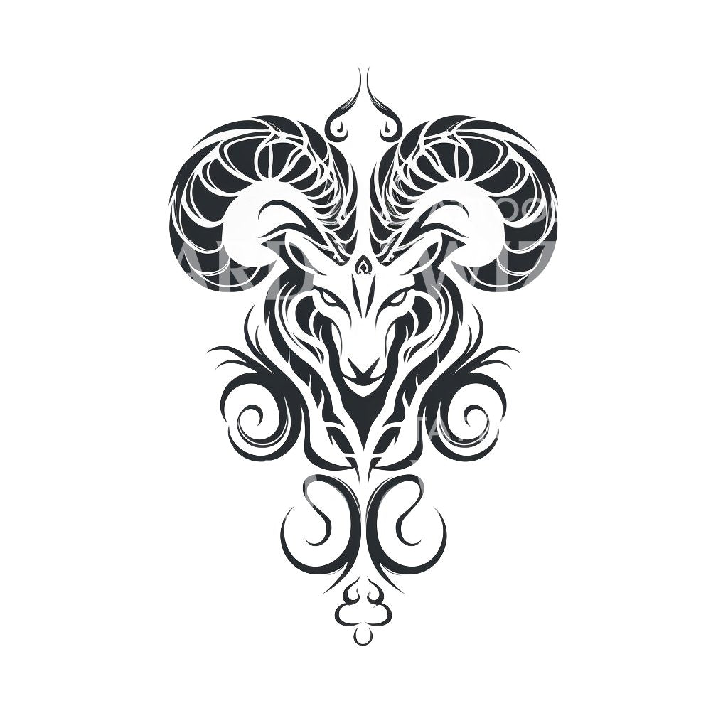Aries Zodiac Sign Tribal Tattoo Design