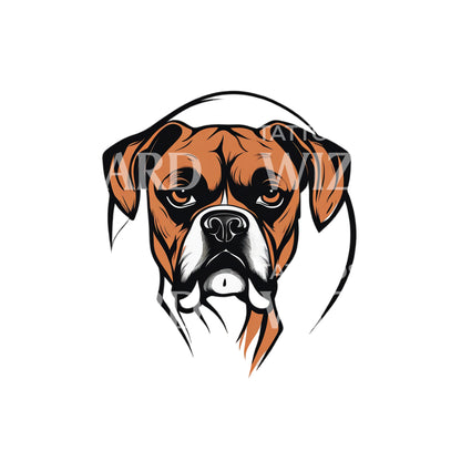 Boxer Dog Head Tattoo Design