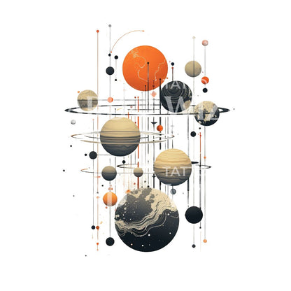 Planets Cosmic Tattoo Design