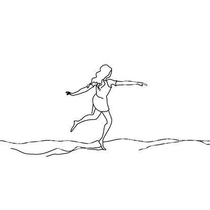 Girl Dancing Minimalist Outline Tattoo Design
