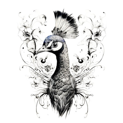 Delicate Peacock Tattoo Design