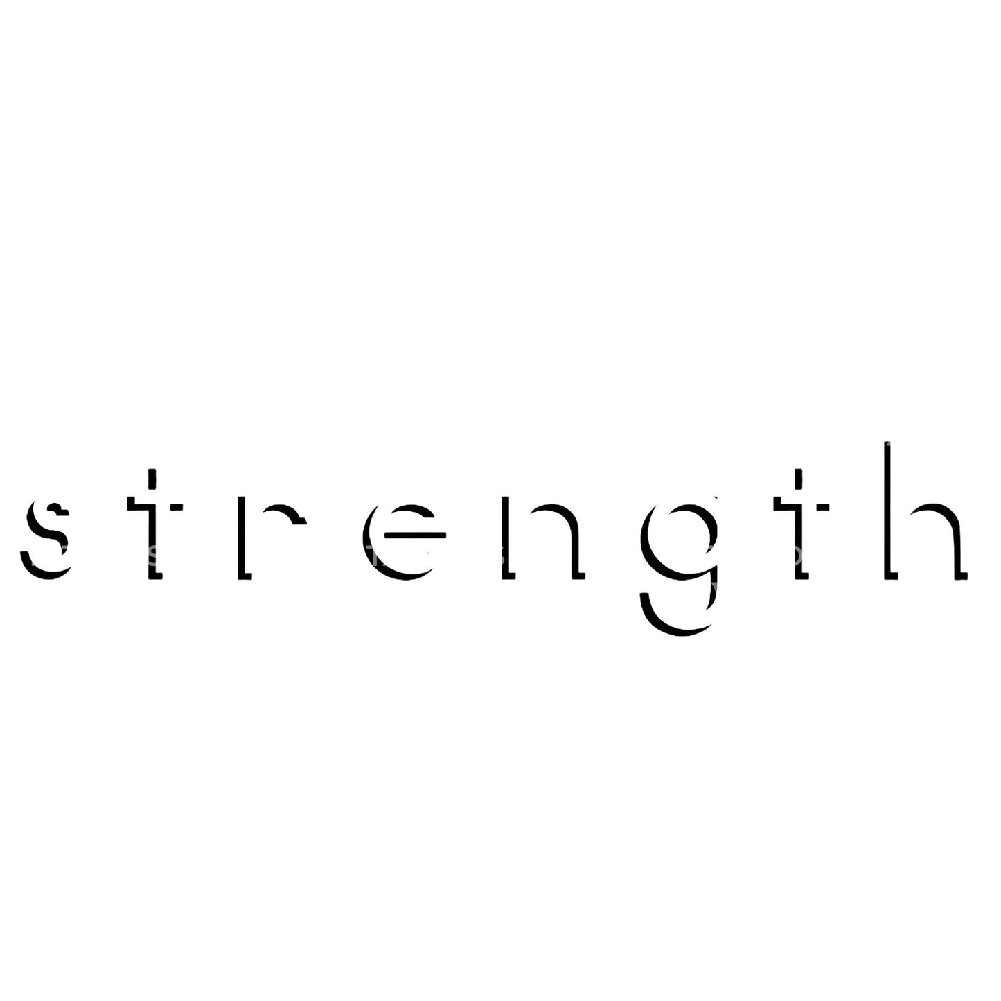 Strength Inverted Lettering Tattoo Design
