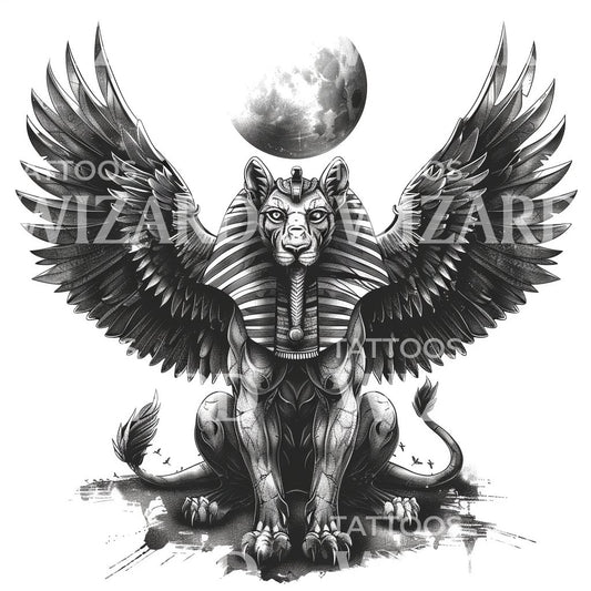 Egyptian Mythical Sphinx Tattoo Design