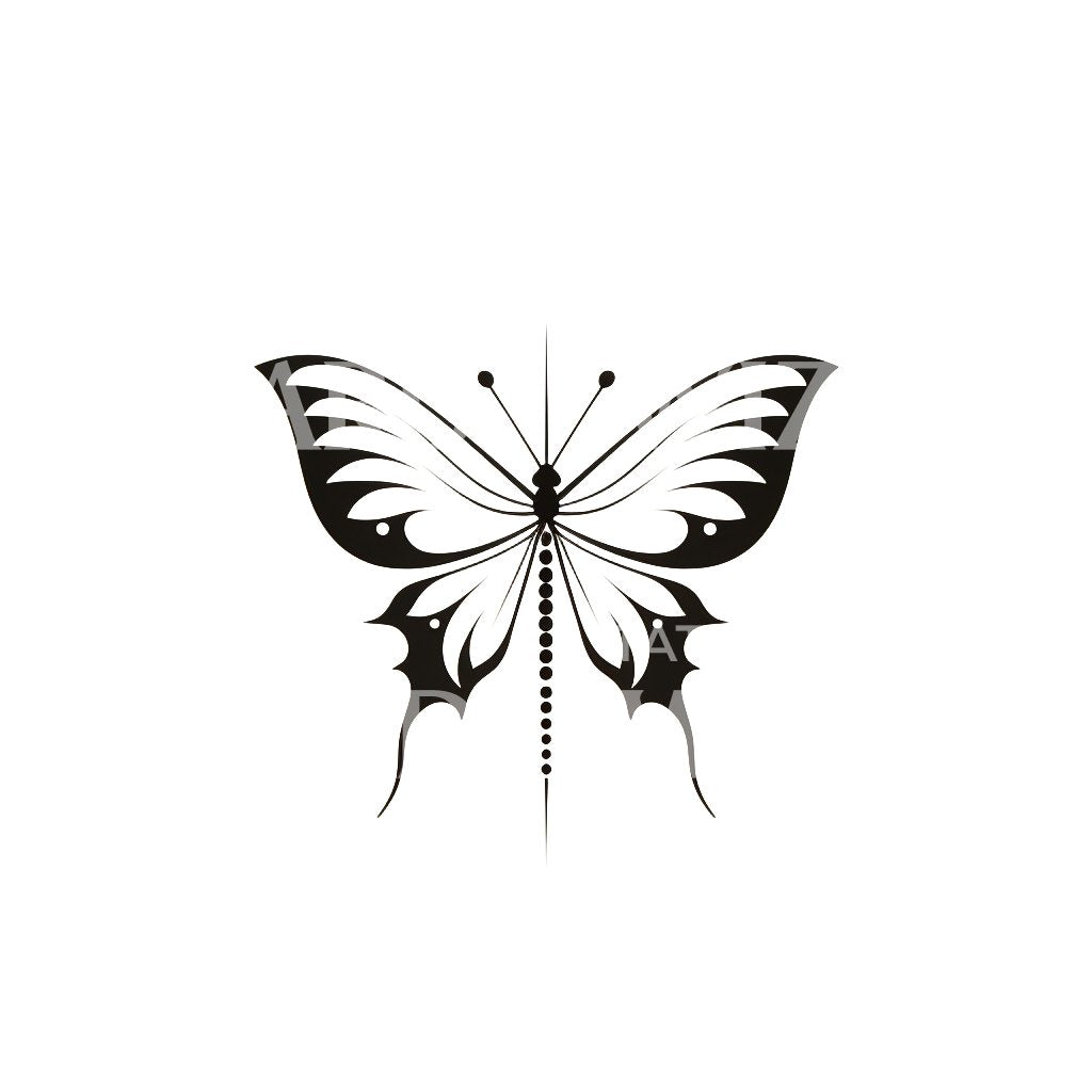 Designer Butterfly Rizz Minimalist Butterfly Bold Tattoo Design – Tattoos Wizard Designs