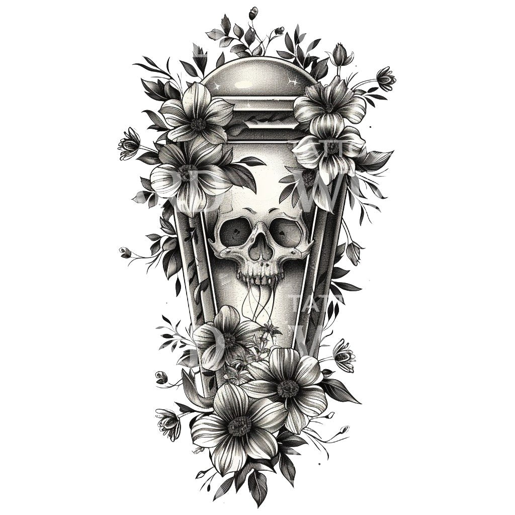 Conception de tatouage de flacon de potion de mort