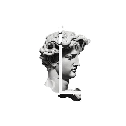 Broken Computer Simulation Greek God Tattoo Design