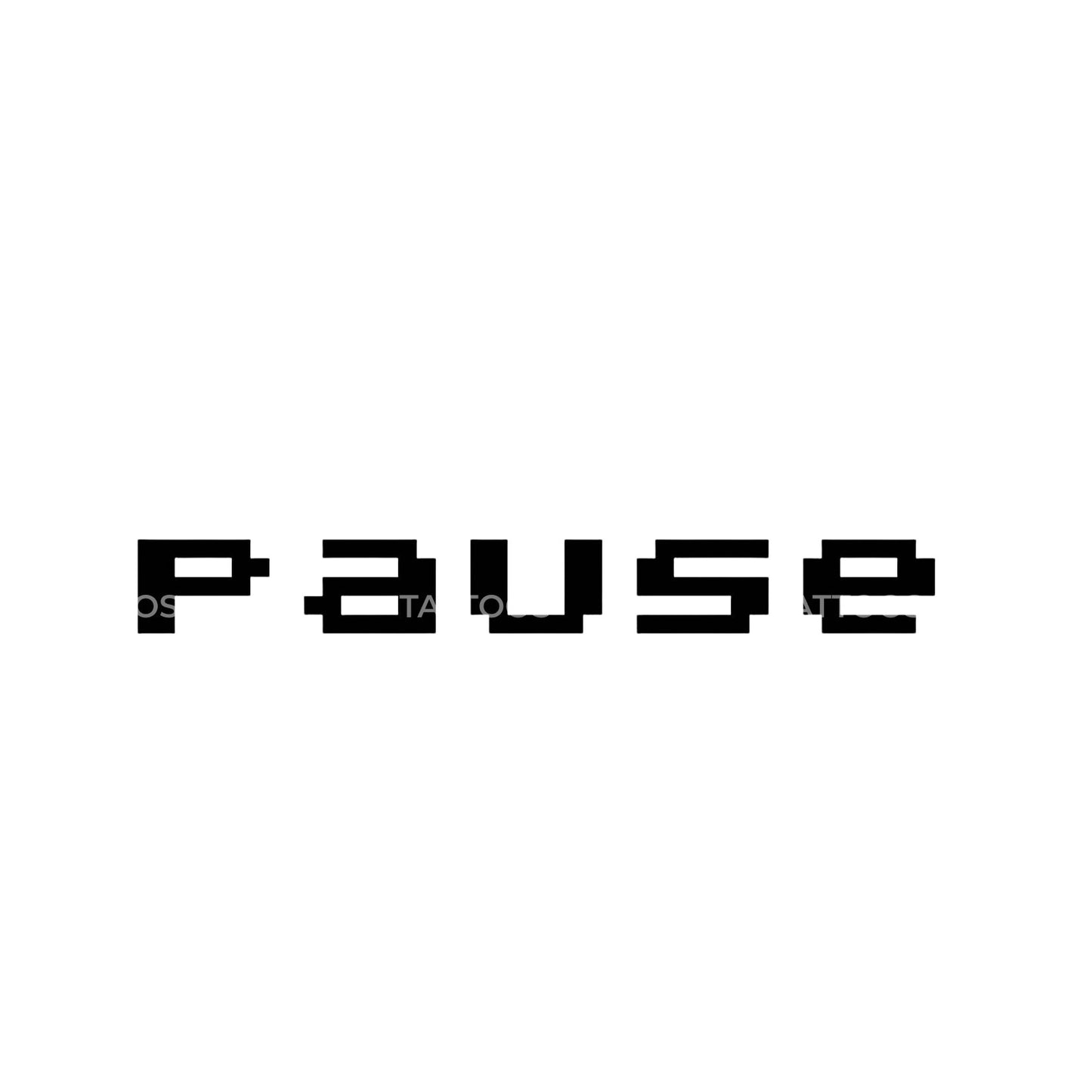 Video Games Pause Lettering Tattoo Design