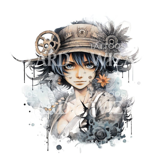 Von One Piece inspiriertes Anime-Tattoo-Design