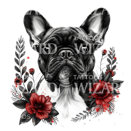 Süßes Frenchie Bulldog Tattoo Design