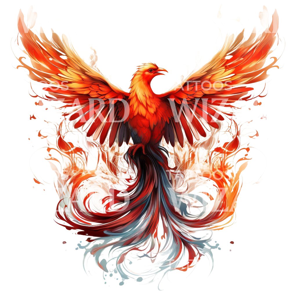 Conception de tatouage Phoenix et flammes