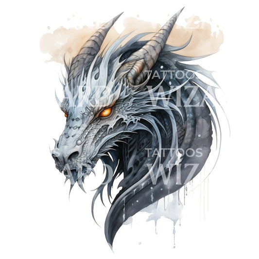 Conception fantastique de tatouage de tête de dragon