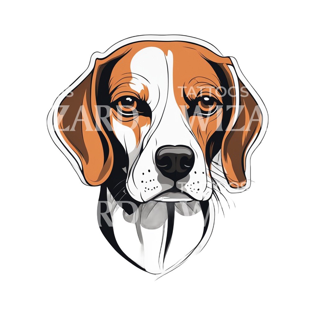 Beagle-Hundekopf-Tattoo-Design