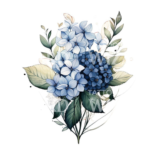 Conception de tatouage de bouquet de fleurs d'hortensia