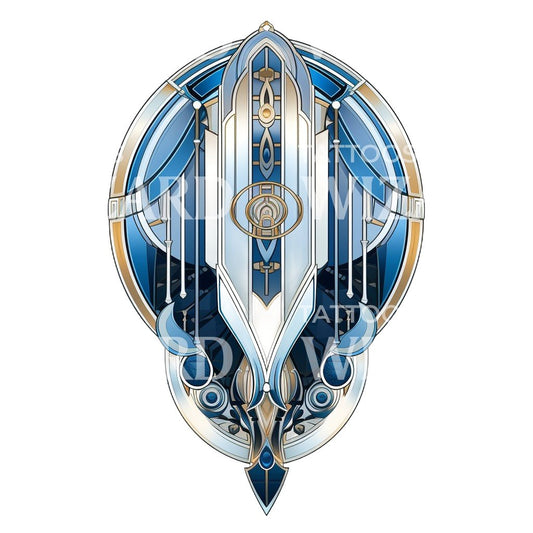 Neo Traditional Geometric Talisman Tattoo