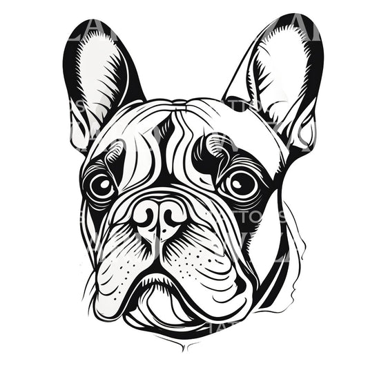 Französische Bulldogge Hund Tattoo Design