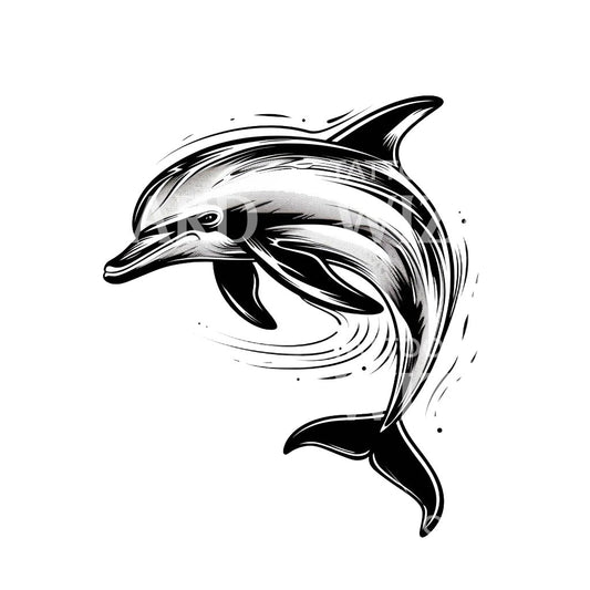 Minimalist Dolphin Tattoo Design