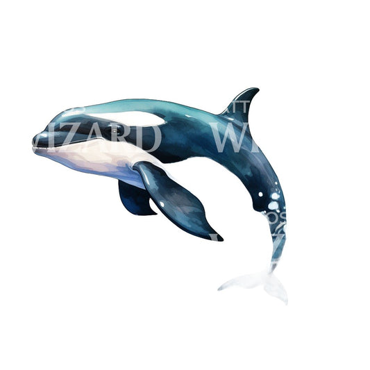 Killer Whale Watercolor Tattoo Design