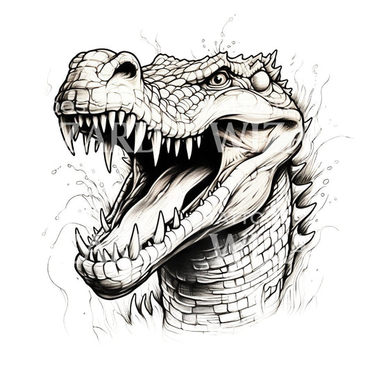 Old School Crocodile Tattoo Design