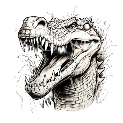 Old School Crocodile Tattoo Design