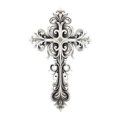 Baroque Cross Black and Grey Tattoo Design