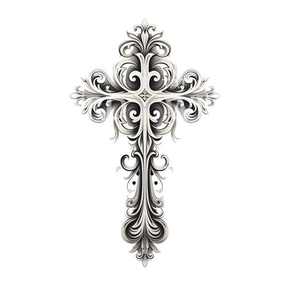 Baroque Cross Black and Grey Tattoo Design