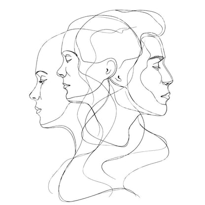 Two Women and a Man Fine Lines Tattoo Design