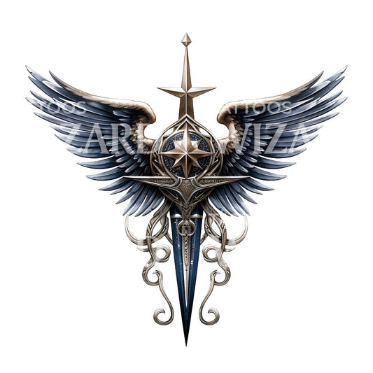 Conception de tatouage de symbole de l'armée de l'air néo traditionnelle