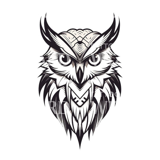 Blackwork Owl Tattoo Design
