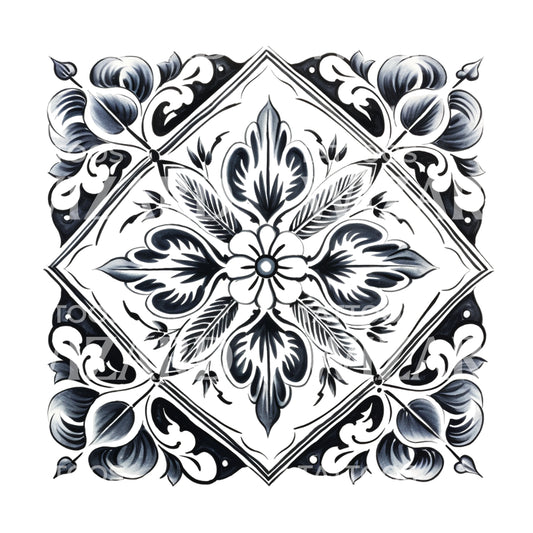 Grey Traditional Pattern Tattoo Design