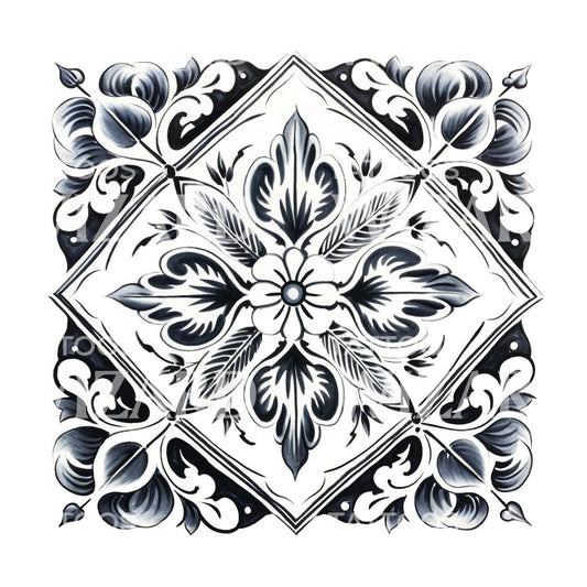 Grey Traditional Pattern Tattoo Design
