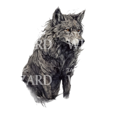 Watercolor Wolf Tattoo Design