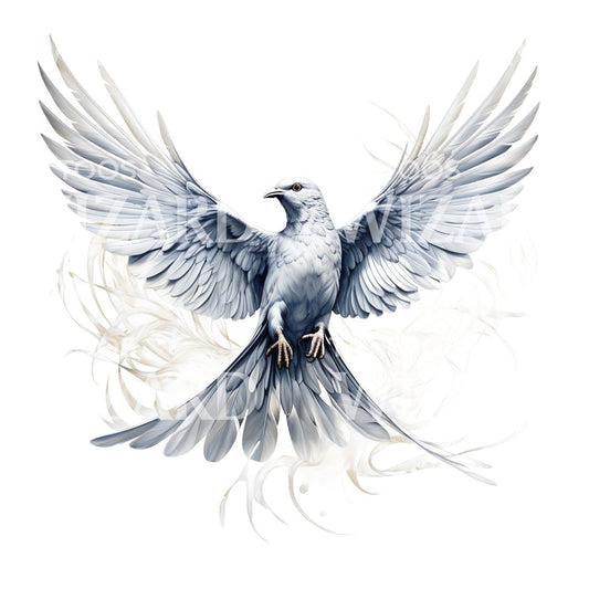 White Dove Spreading its Wings Tattoo Design