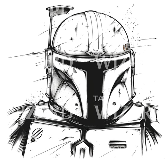 Mandalorian Helmet Star Wars Tattoo Design