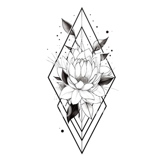 Diamond Shape Minimalist Flower Tattoo Design