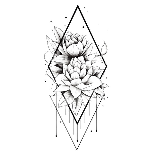 Minimalist Geometric Lotus Tattoo Design