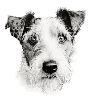 FoxTerrier Dog Portrait Tattoo Design