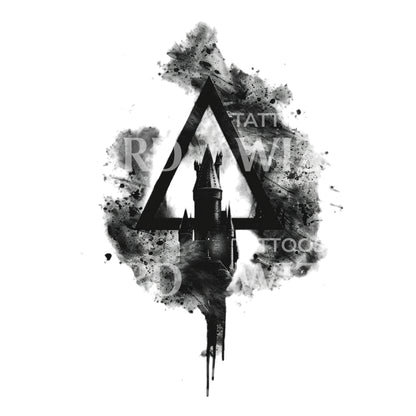 Hogwarts and Deathly Hallows Tattoo Design