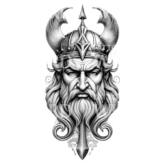 Conception de tatouage de trident de Poséidon de la mythologie grecque