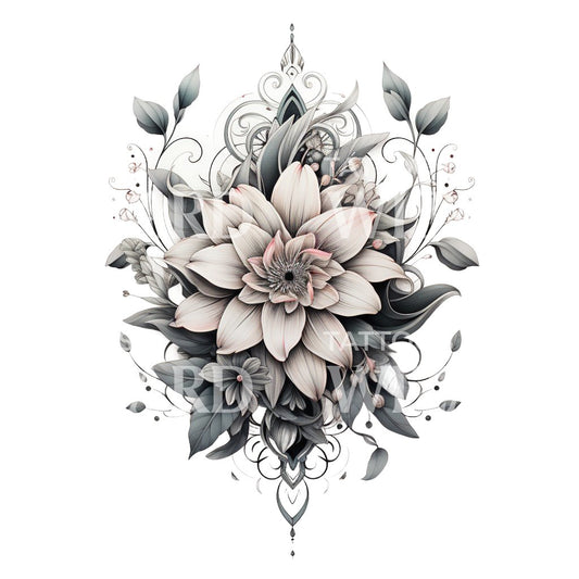 Beautiful Lotus Flower Composition Tattoo Design