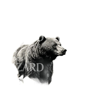 Dotwork Bear in Forest Tattoo Design