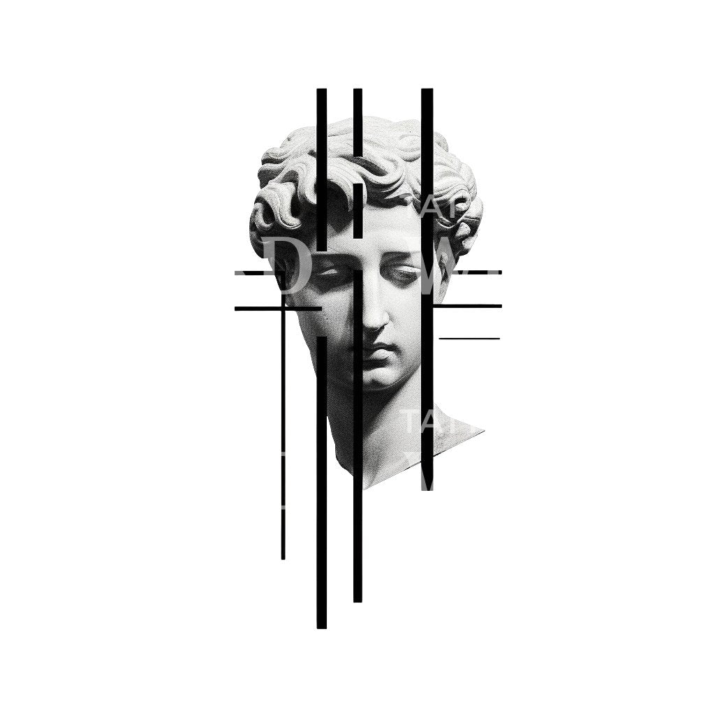 Conception de tatouage de collage de statue grecque