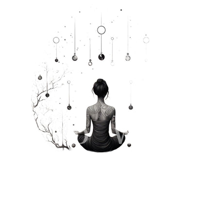 Black and Grey Yoga Pose Tattoo Design