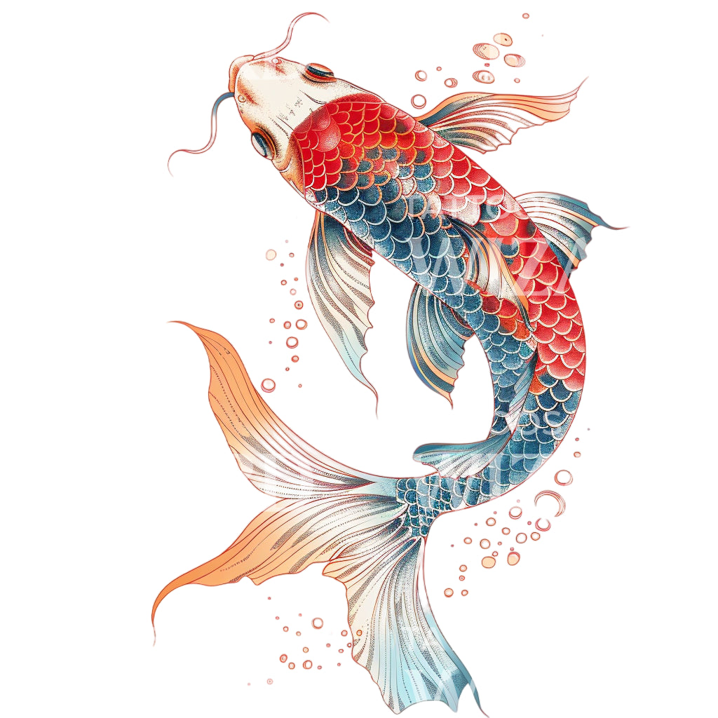 Conception de tatouage de poisson Koi japonais