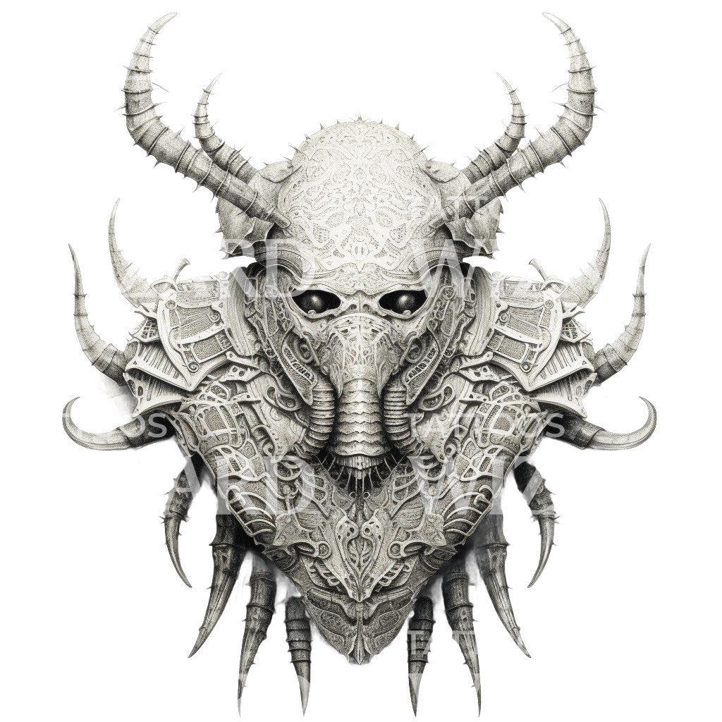 Evil Beetle Mask Horror Supreme Tattoo Design