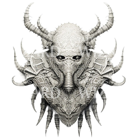 Evil Beetle Mask Horror Supreme Tattoo Design